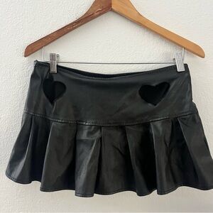 Black Athletic Mini Skater Skirt with Cut Out Ruffles